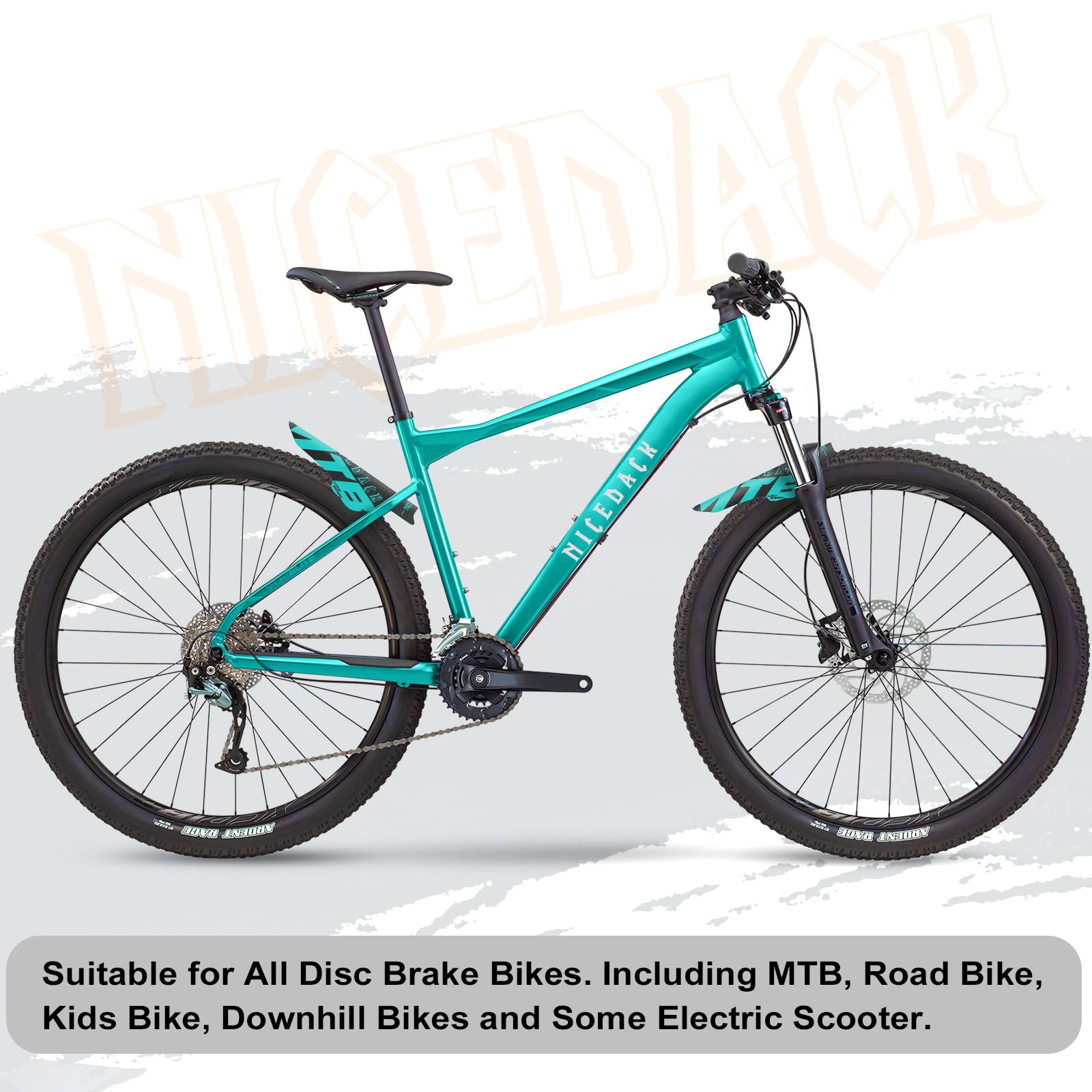 NICEDACK Mudguards Mountain Bike, 2 Pieces Mudguard Fit 20-29 Inch MTB Mudguard Front and Rear Compatible Bicycle Splash Guard