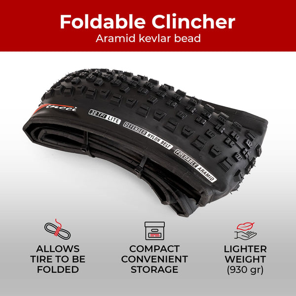 Fincci Fincci Bicycle Tyres MTB 27.5 x 2.35 inch - Pair Foldable Tires 27.5" - Tyres 60-584 for Electro, Hybrid & Mountain bikes, Pack of 2 for Riding