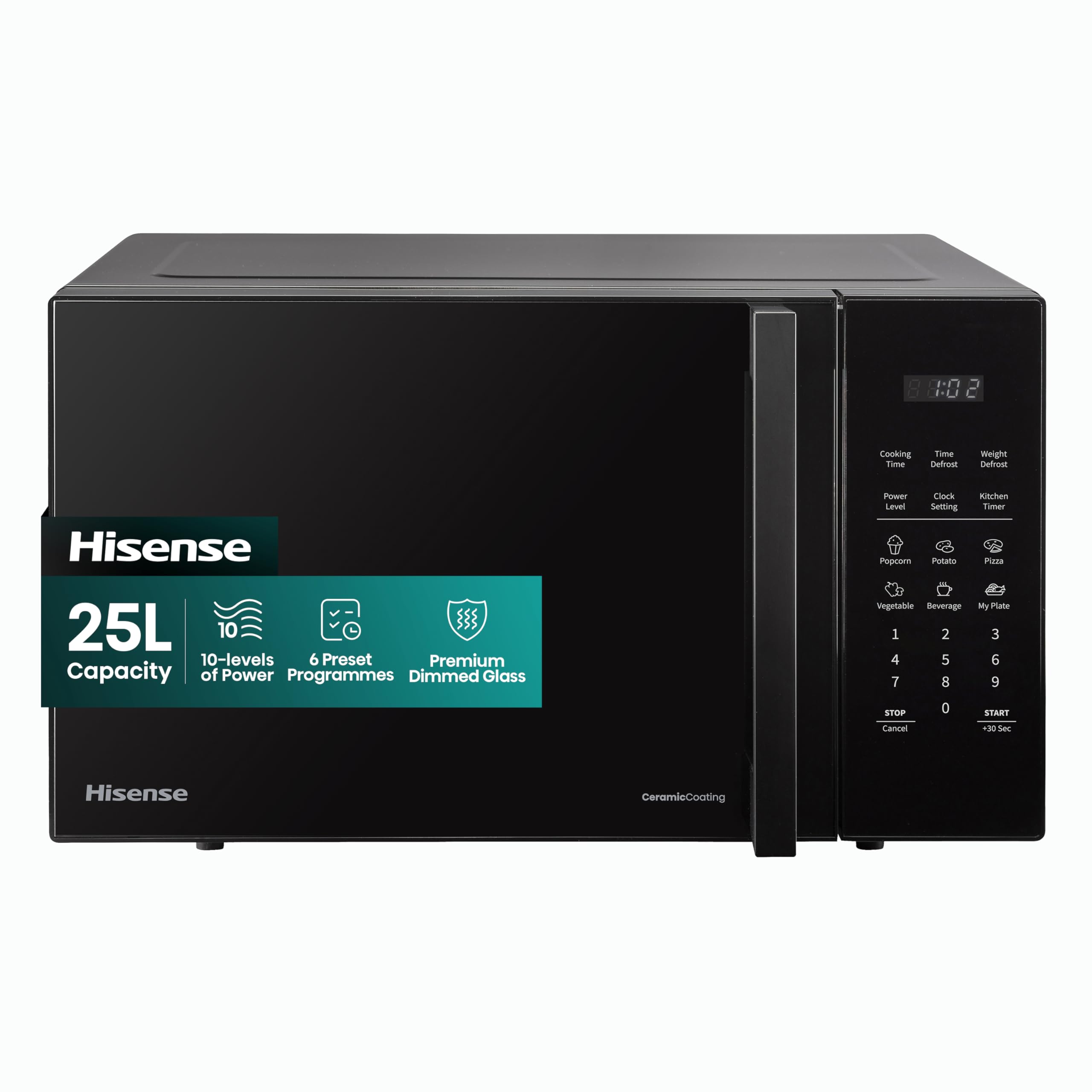 Hisense H23MOBSD1HUK 23 Litre 800W electronic Microwave with Auto Defrost, Digital Display, Smart Cook, Multi level cooking and Easy Clean- Black
