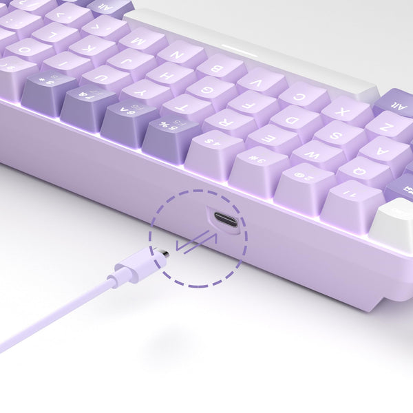 MageGee Portable 60% Gaming Mechanical Keyboard, Minimalist MK-Box Ice Blue Backlit Compact 68 Keys Wired Office Keyboard with Red Switch for Windows Laptop PC Mac Convenient(Gray & White)