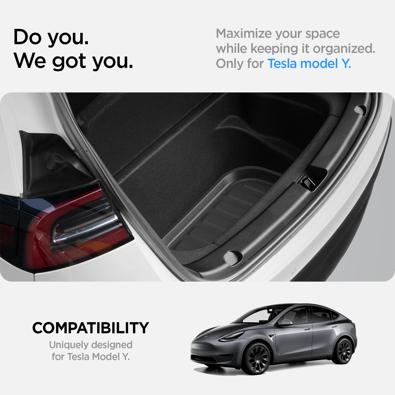 Spigen Tesla Model Y (~2024) Front Trunk Mat Cargo Liner, All Weather Floor Mats, Boot Liner, Waterproof, Easy To Clean Material, Designed for Model Y Accessories - Carbon Edition
