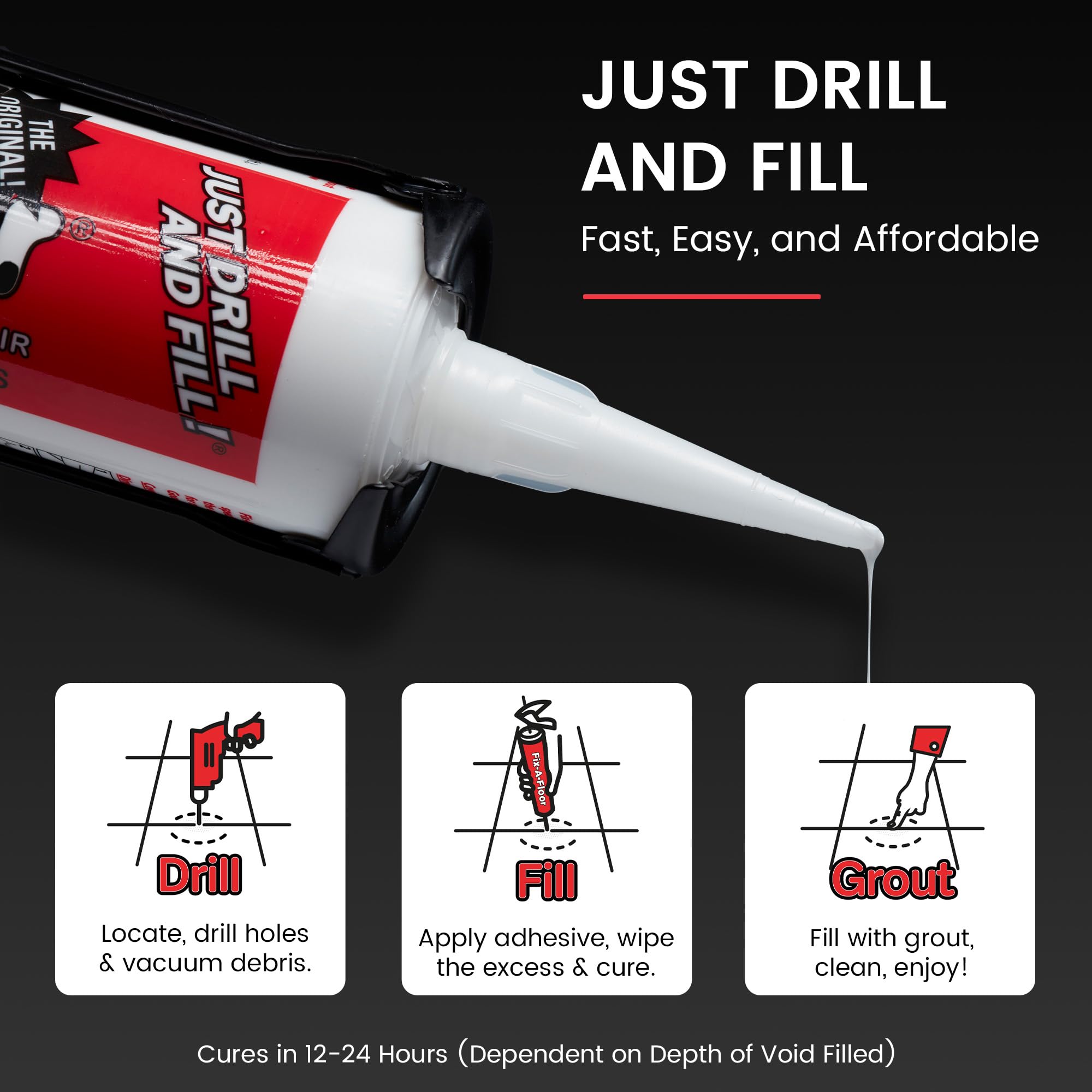 Fix-A-Floor Extra Strength Bonding Adhesive for Loose & Hollow Tiles, Wood, LVT & Laminate - Eco-Friendly & Non-Toxic - Includes 2mm and Customisable