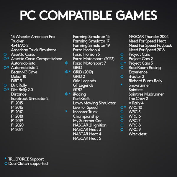 Logitech G G923 Racing Wheel and Pedals, TRUEFORCE up to 1000 Hz Force Feedback, Responsive Pedal, Dual Clutch Launch Control, Genuine Leather Wheel Cover, for Xbox Series X|S|One, PC - Black