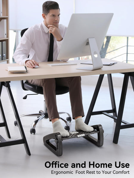 HEETA Foot Rest, Adjustable Height Under Desk Foot Rest Ergonomic Foot Stool with Massager Function for Offie and Home, Easy to Assemble, Pressure