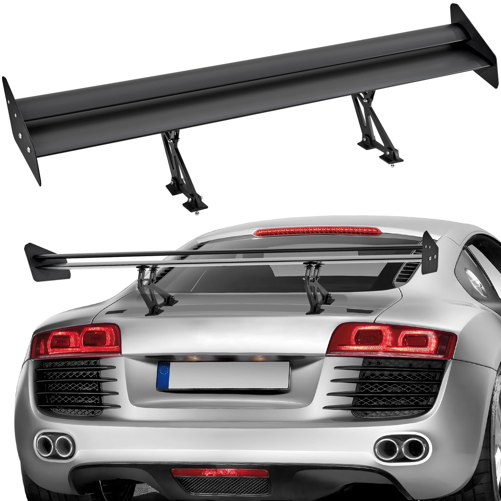VEVOR GT Wing Car Spoiler, 43.3 inch Universal Spoiler with Single Deck, Adjustable Lightweight Aluminum, Car Rear Spoiler Wing, Racing Spoiler BGW/JDM Drift Black