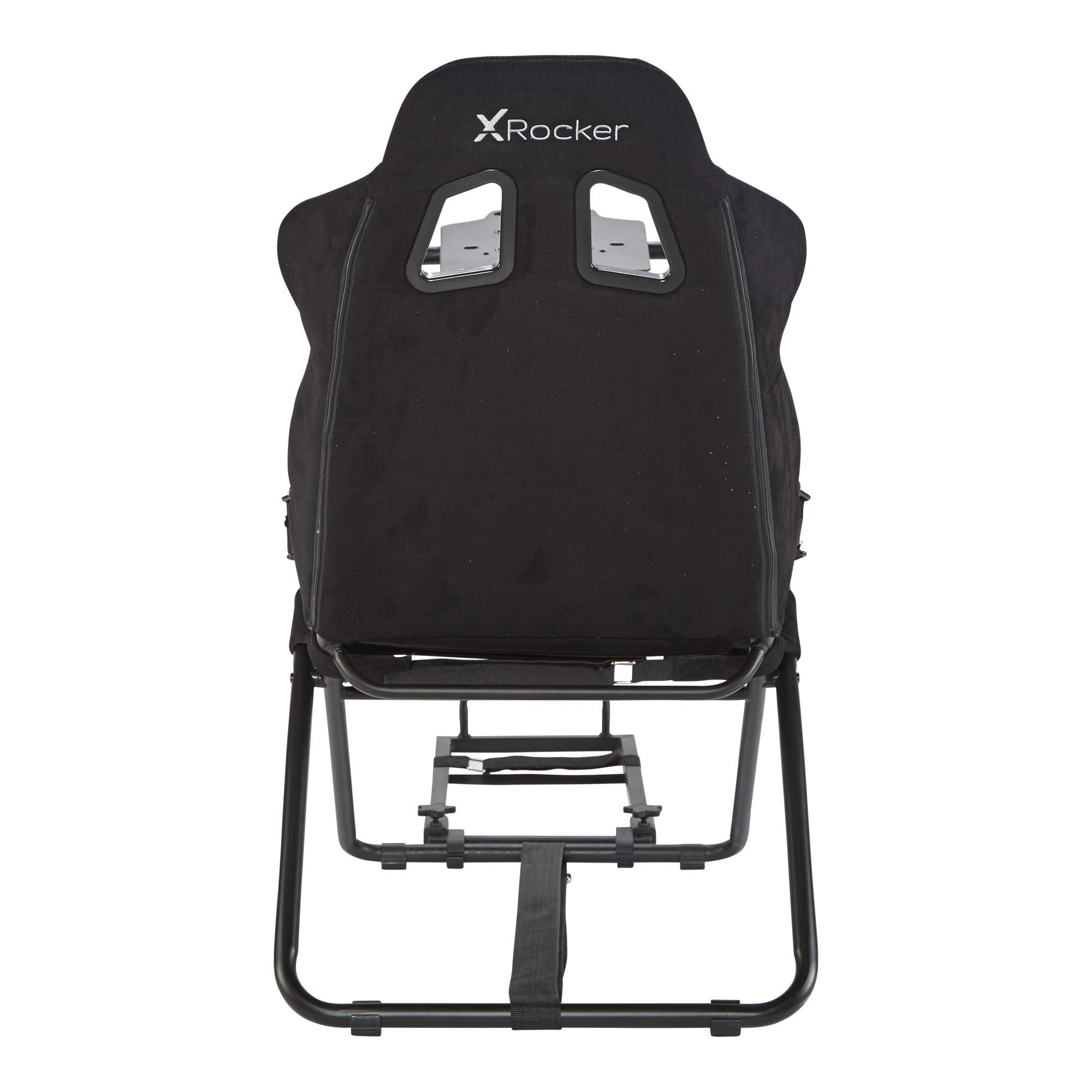 X-Rocker CHICANE Racing Sim Cockpit Racing Chair, Racing Rear Seat Frame for Steering Wheel Stands, Driving Simulation Chair with Adjustable Sliders and Adjustable Height for Racing Rig - BLACK