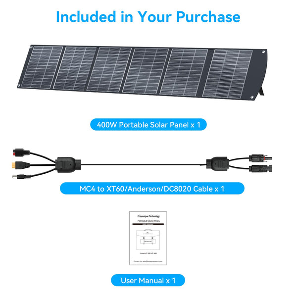 Ecosonique 100W Portable Foldable Solar Panels Charger Fast Charging with USB-C PD3.0 USB-A QC3.0 DC 20V Lightweight with Kickstand for Camping Power Station Solar Generators Cell Phones Power Banks