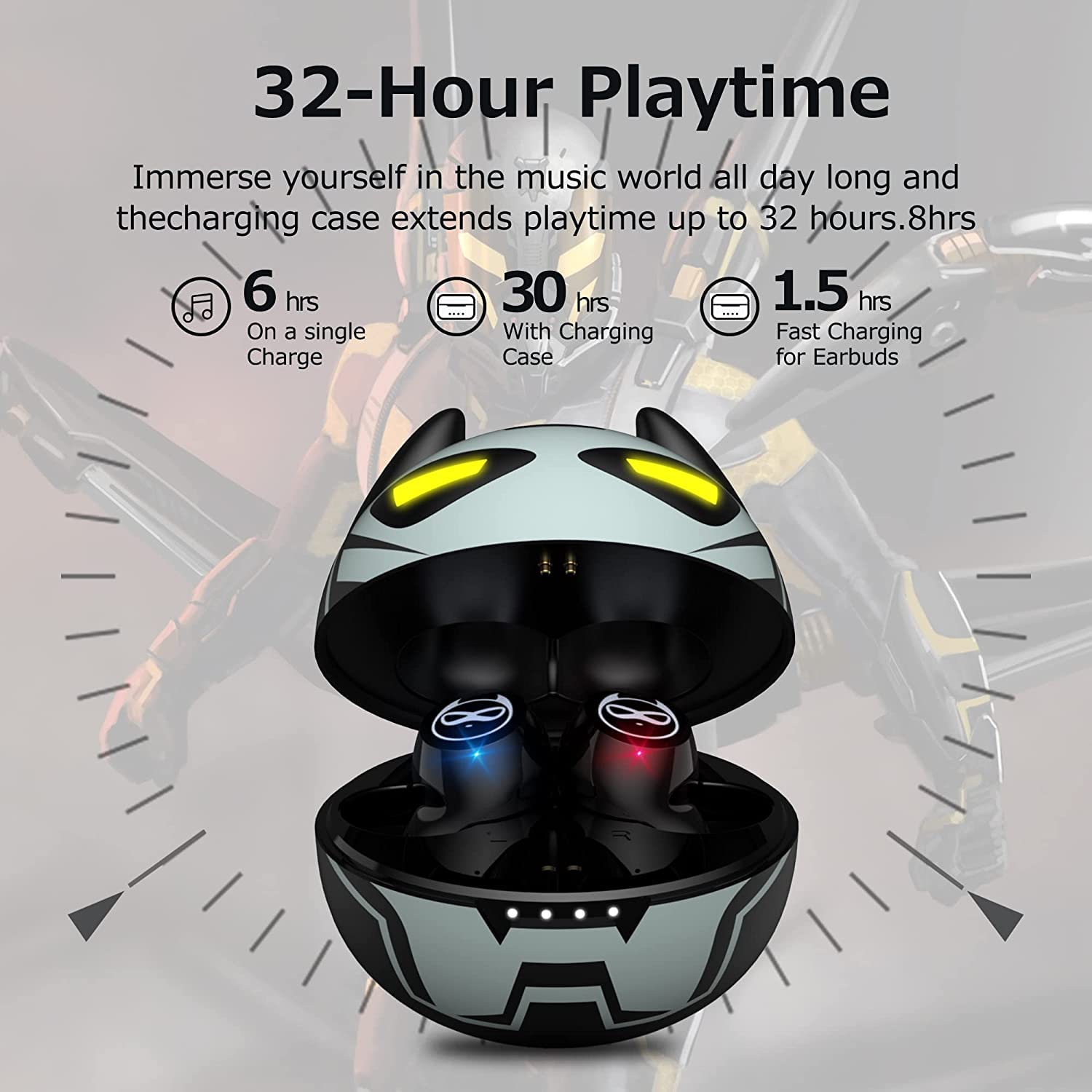 Earbuds for Kids Cute Design in-Ear Wireless Earphones for Kids Boys Adult Bluetooth 5.3 Waterproof Sport Stereo Headphones with Mic for Phone