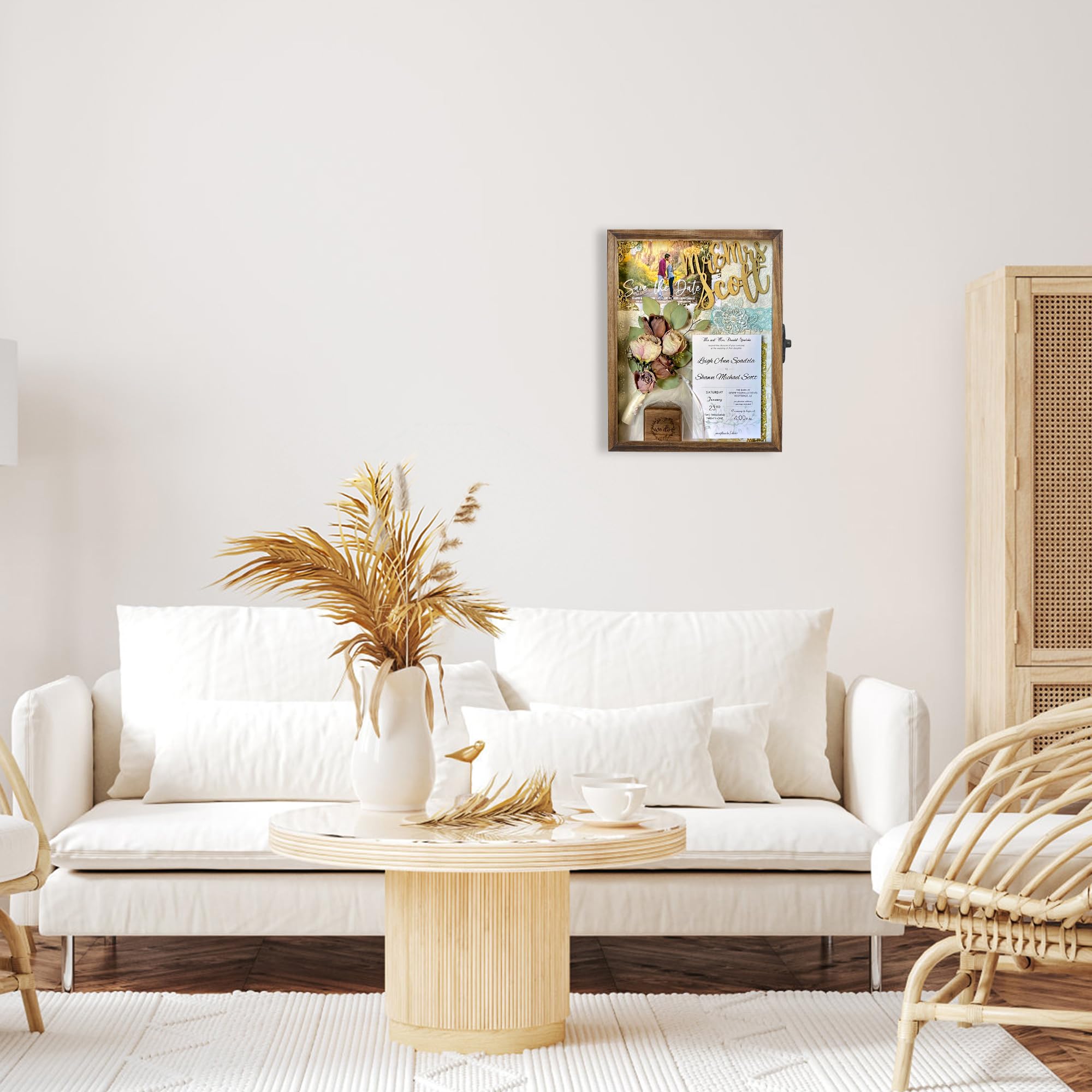 FramePro 28x35 3D Shadow Box Frame with Removable Shelves, Deep Frame 11x14 Display Case for Collector, Keepsake Coins Military Medals Pins Wedding