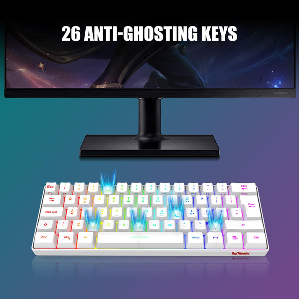 RedThunder 60% RGB Gaming Keyboard and Mouse Combo, UK Layout Ultra Compact Backlit Mini Keyboard, Lightweight 7200 DPI Cellular Optical Mouse, Portable Wired Gaming Set for PC PS5 Xbox Gamers (Black)