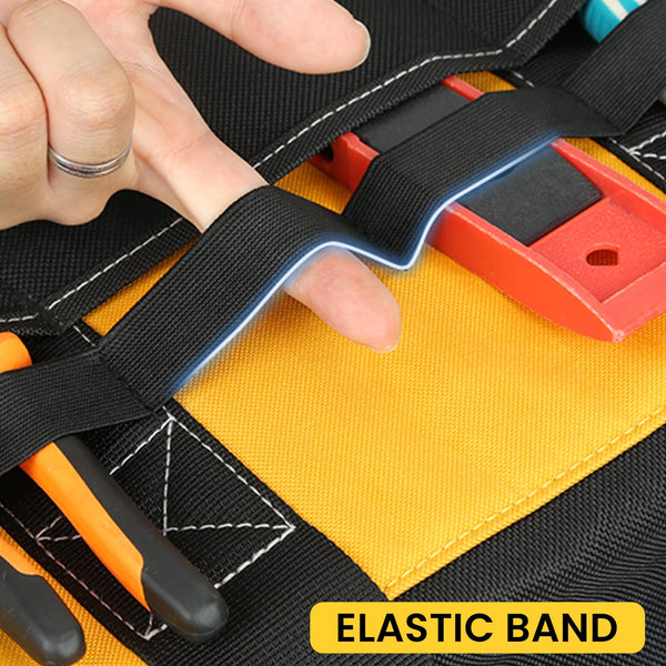 WINHUNT Open Mouth Tool Bag, Heavy Duty Electrician Tool Bags, Tool Storage Organiser with Waterproof Hard Base, Yellow/Black, 16 Inch