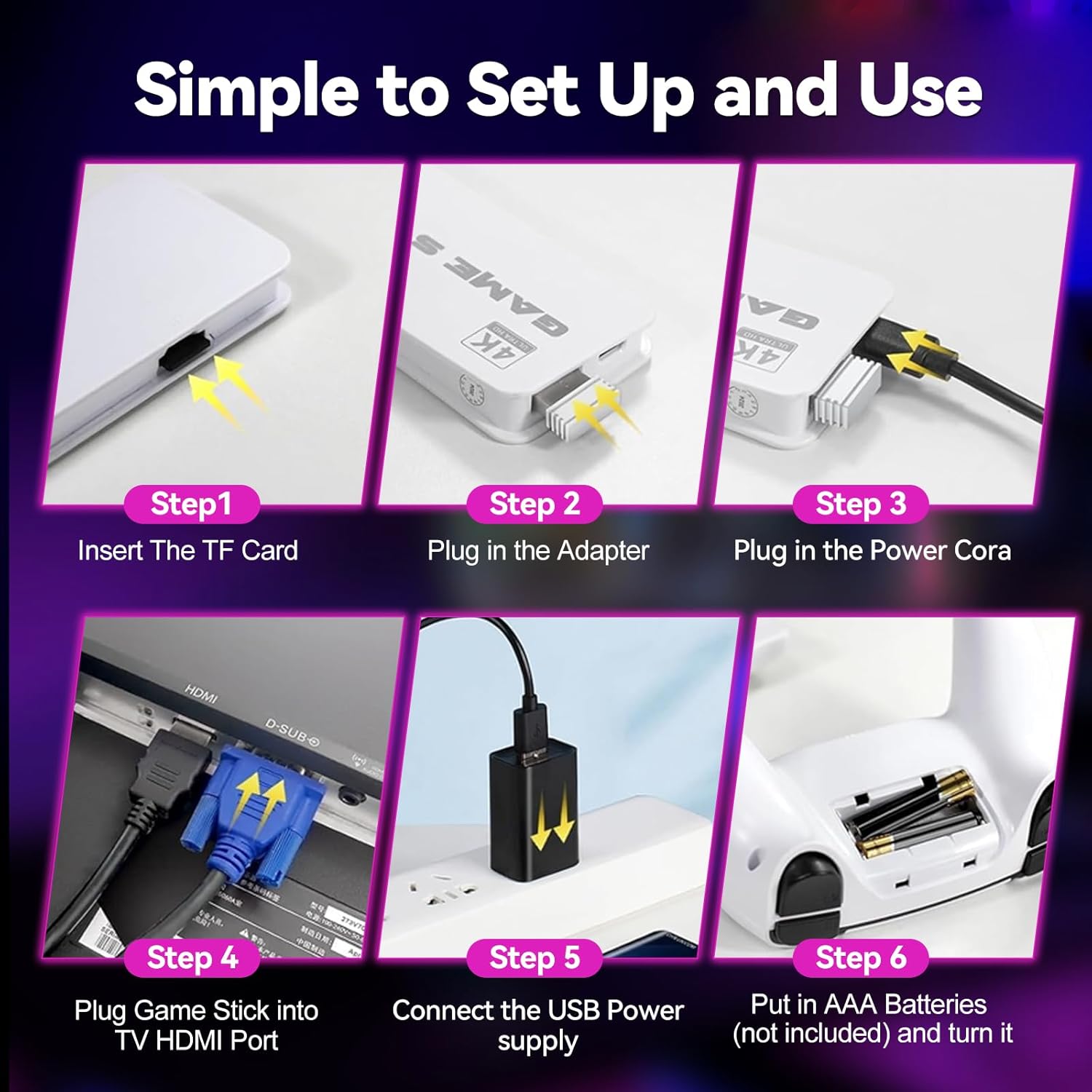 YunLone 2025 Upgraded Retro Gaming Console, 4K HDMI Video Game Consoles with 40,000+ Games & 23 Emulators, Plug and Play Video Gaming Stick with Upgrade Dual 2.4G Wireless Controllers (128G)