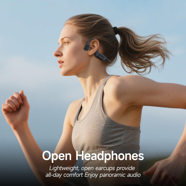 IFECCO Swimming Headphones Underwater - IP68 Waterproof Bone Conduction Headphones Bluetooth 5.4, Open Ear Earbuds with 32GB MP3 Player Memory for Swimming Running Cycling