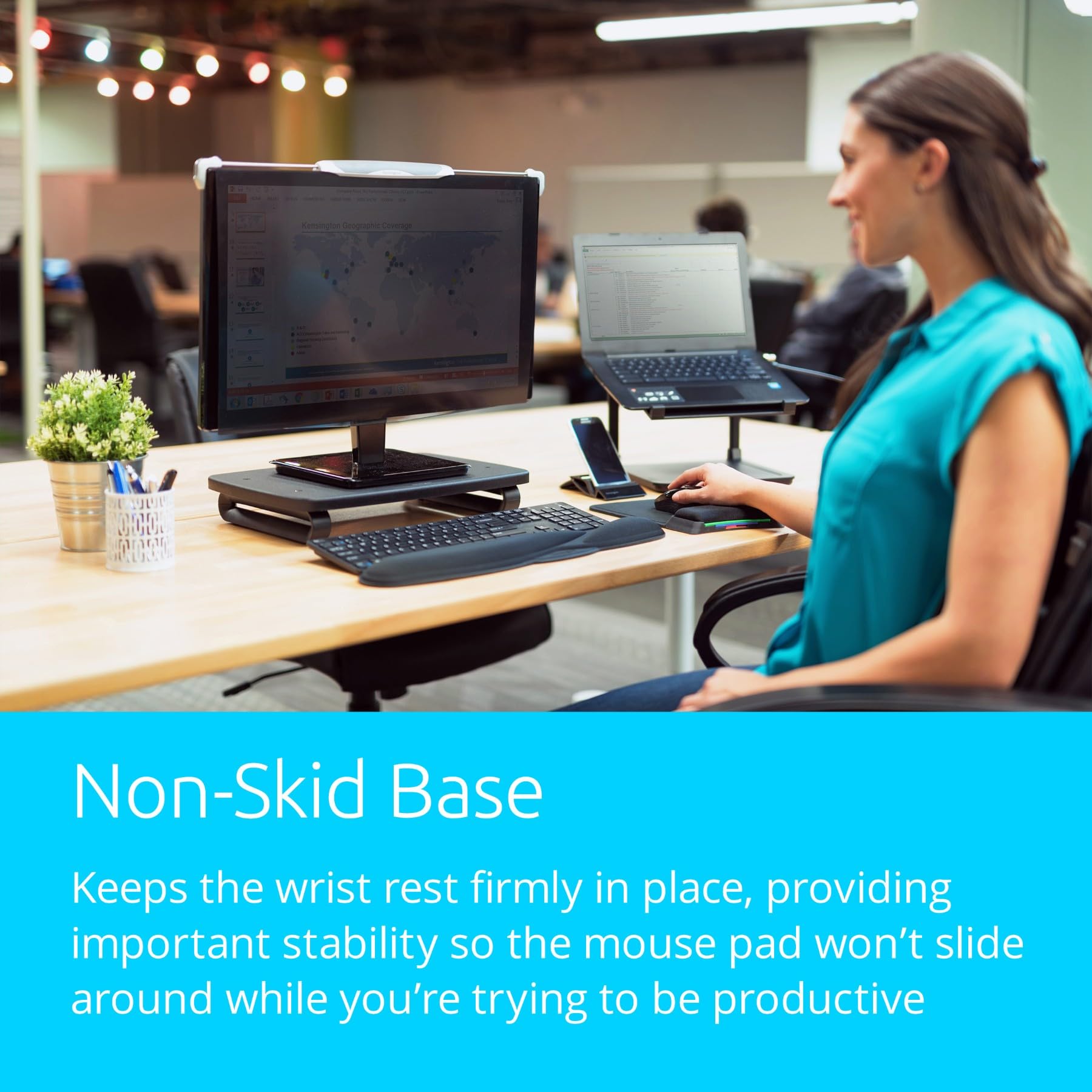 Kensington Keyboard Wrist Rest - Ergonomic duo gel wrist rest, compatible with full length / gaming keyboards for comfort when at computer, laptop, office, PC, home - Red/Black (62398 )