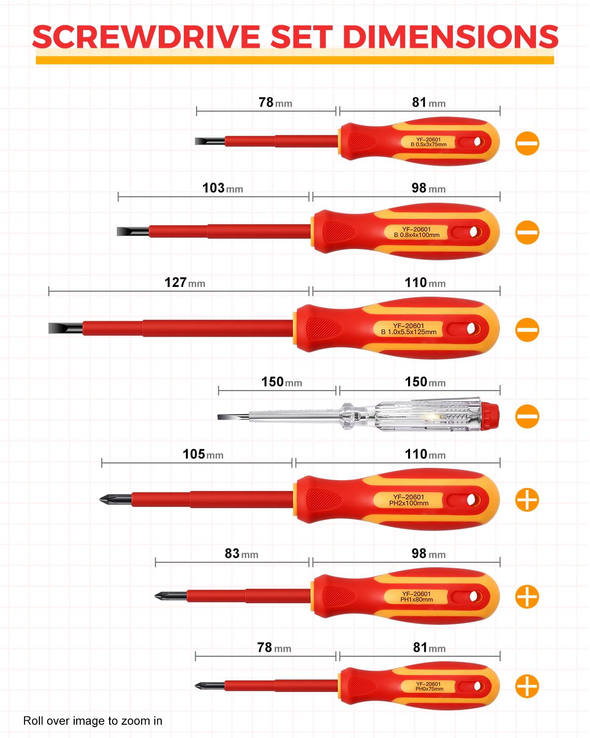 E·Durable 4pcs VDE Screwdriver Set, Magnetic Insulated Screwdriver Set to 1000v, Multifunctional Tool Kit Chrome Vanadium Screwdrivers TPR Handle for Home and Professional Use, Red