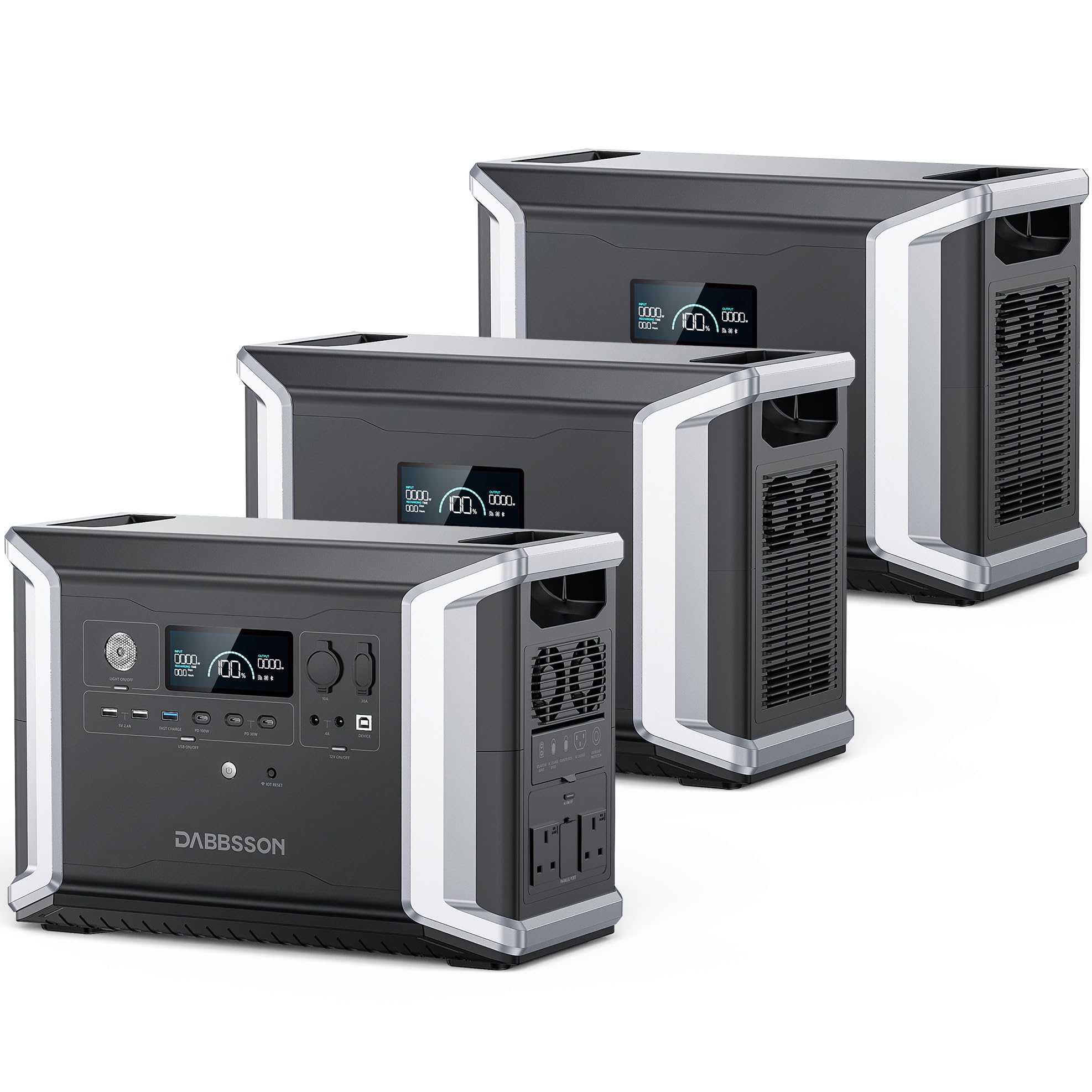 Dabbsson Portable Power Station DBS2300, 2330Wh EV Semi-solid State LiFePO4 Home Battery Backup, Max 16660Wh, 2200W AC Outlets, Solar Generator for Camping, Home Backup, Emergency, RV