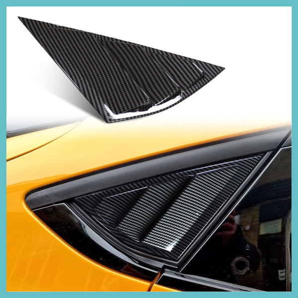 AOSK for Mustang Mach E Quarter Side Window Scoop Louvers Cover Window Visor Cover ABS (Glossy Black)