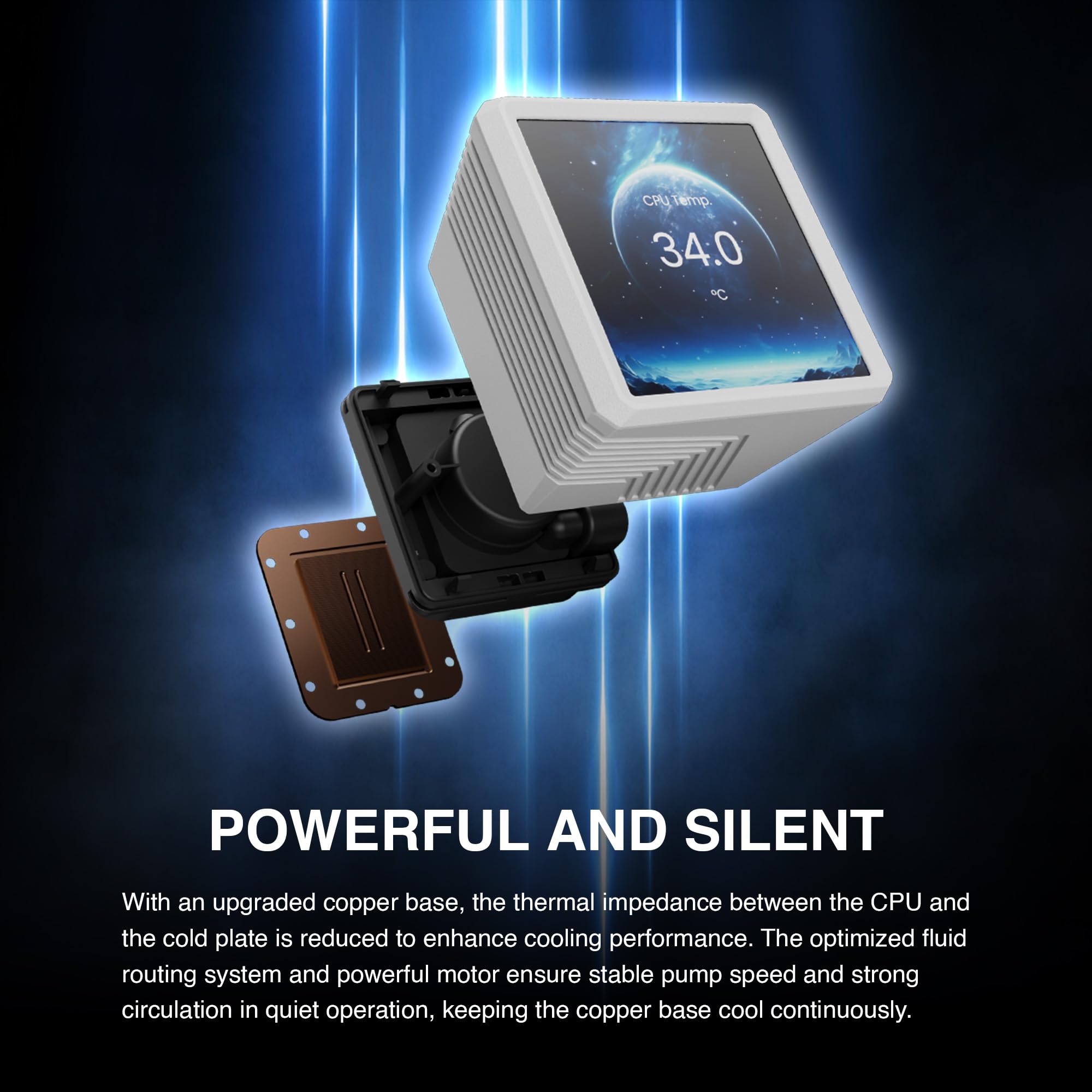 GAMDIAS AURA GL240 LCD 240mm AIO Liquid CPU Cooler, Customizable 4'' IPS LCD Display, Cableless Daisy Chained Fan, Software Ready, Support Low-Noise PWM & ARGB Sync, Intel LGA 1851/1700；AMD AM5, Black