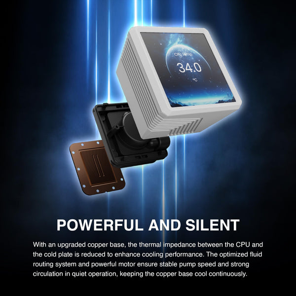 GAMDIAS AURA GL240 LCD 240mm AIO Liquid CPU Cooler, Customizable 4'' IPS LCD Display, Cableless Daisy Chained Fan, Software Ready, Support Low-Noise PWM & ARGB Sync, Intel LGA 1851/1700；AMD AM5, Black