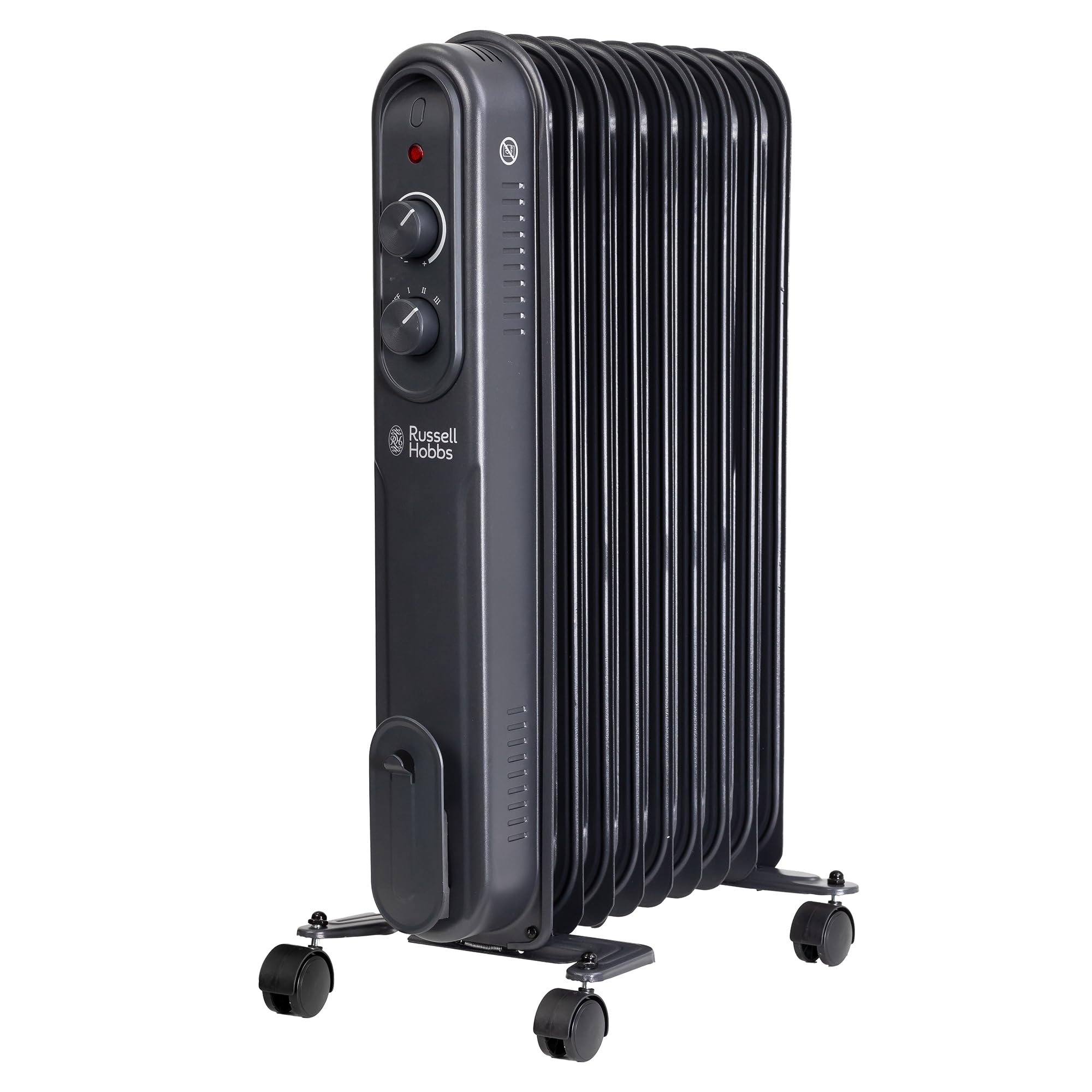 Russell Hobbs 1500W/1.5KW Oil Filled Radiator, 7 Fin Portable Electric Heater - Anthracite, Adjustable Thermostat, 3 Heat Settings, Overheat Protection, 15m sq Room Size, 2 Year Guarantee RHOFR7004A