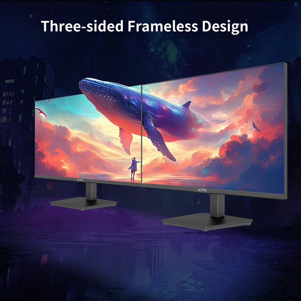 KTC Flat 32 Inch Monitor, QHD 1440P 2K@100Hz IPS Large Computer Monitor, Ultra Thin Bezels, Anti-Blue Light, HDR10, 103% sRGB, 86% DCI-P3, 350 Nits, 3ms MPRT, Adaptive Sync for Working and Gaming