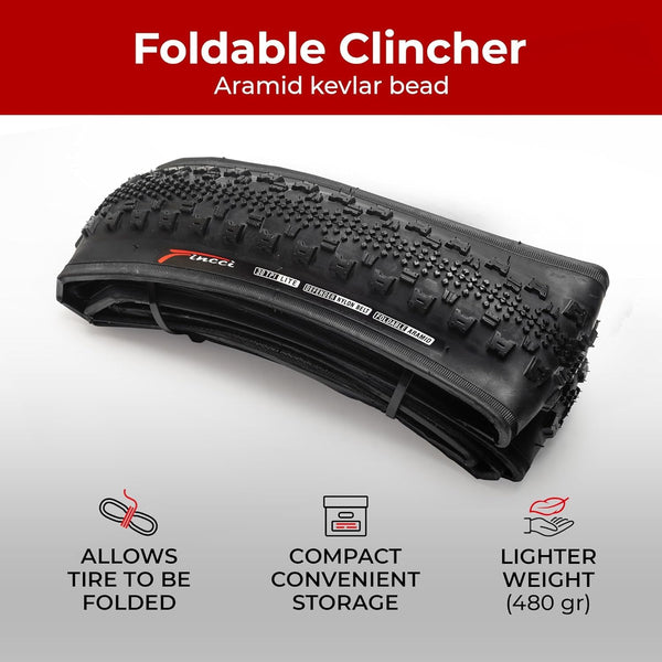 Fincci Pair 700 x 38c 40-622 Foldable Gravel Tyres with 1mm Antipuncture Protection for Electric Road MTB Hybrid Bike Bicycle (Pack of 2)