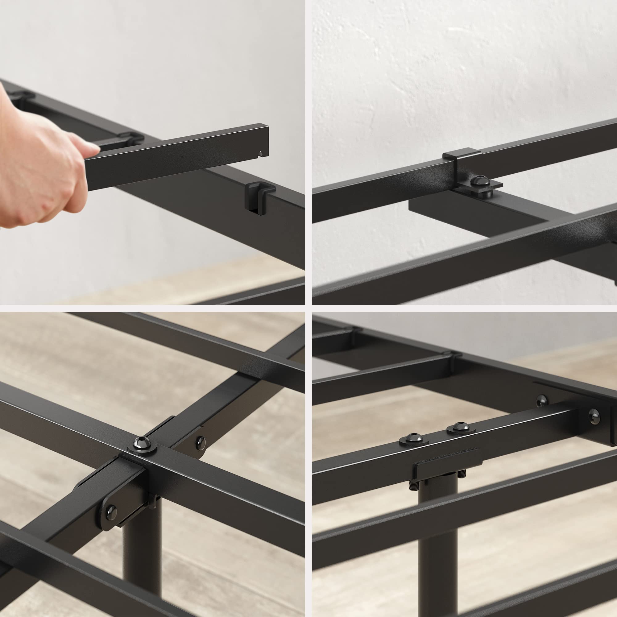 ZINUS Florence 3ft Single Bed Frame 90x190cm, Metal Platform Bed with Headboard and Footboard, Strong Steel Slat Support, Large Storage Space, Easy Assembly, Black