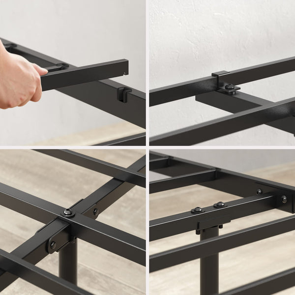 ZINUS Florence 3ft Single Bed Frame 90x190cm, Metal Platform Bed with Headboard and Footboard, Strong Steel Slat Support, Large Storage Space, Easy Assembly, Black