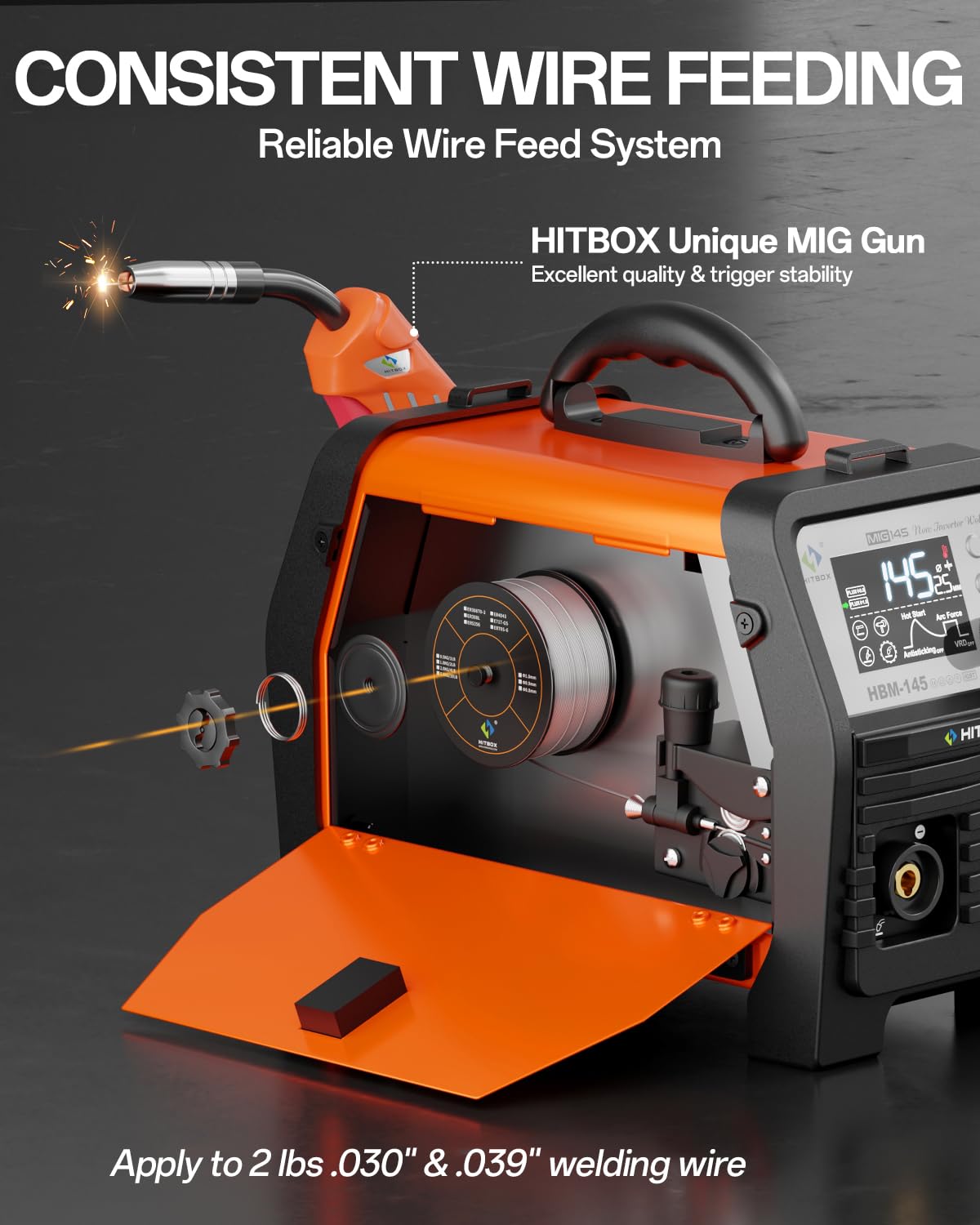 HITBOX MIG Welder 240V, 200Amp 7 in 1 Gas MIG/Gasless MIG/Stick/Lift TIG/Spot Welding/Spool Gun Aluminum Welder Machine, Multi Process Synergy Welding Machine with LED Display Pre/Post Gas(MIG200III)