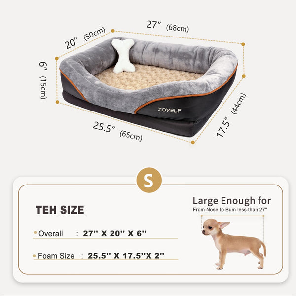 JOYELF Large Memory Foam Dog Bed, Orthopedic Dog Bed & Sofa with Removable Washable Cover and Squeaker Toys as Gift