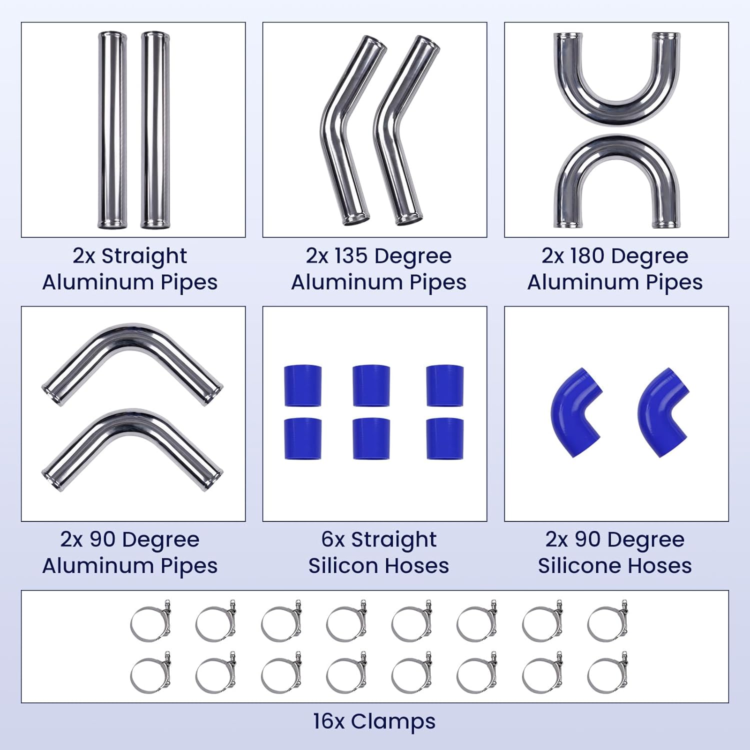 maXpeedingrods 550x180x65mm Universal Intercooler Aluminum Turbo Cooler + 2.5" 64mm Sleeve Compatible Intercooler Turbocharger Pipe Hose Kit