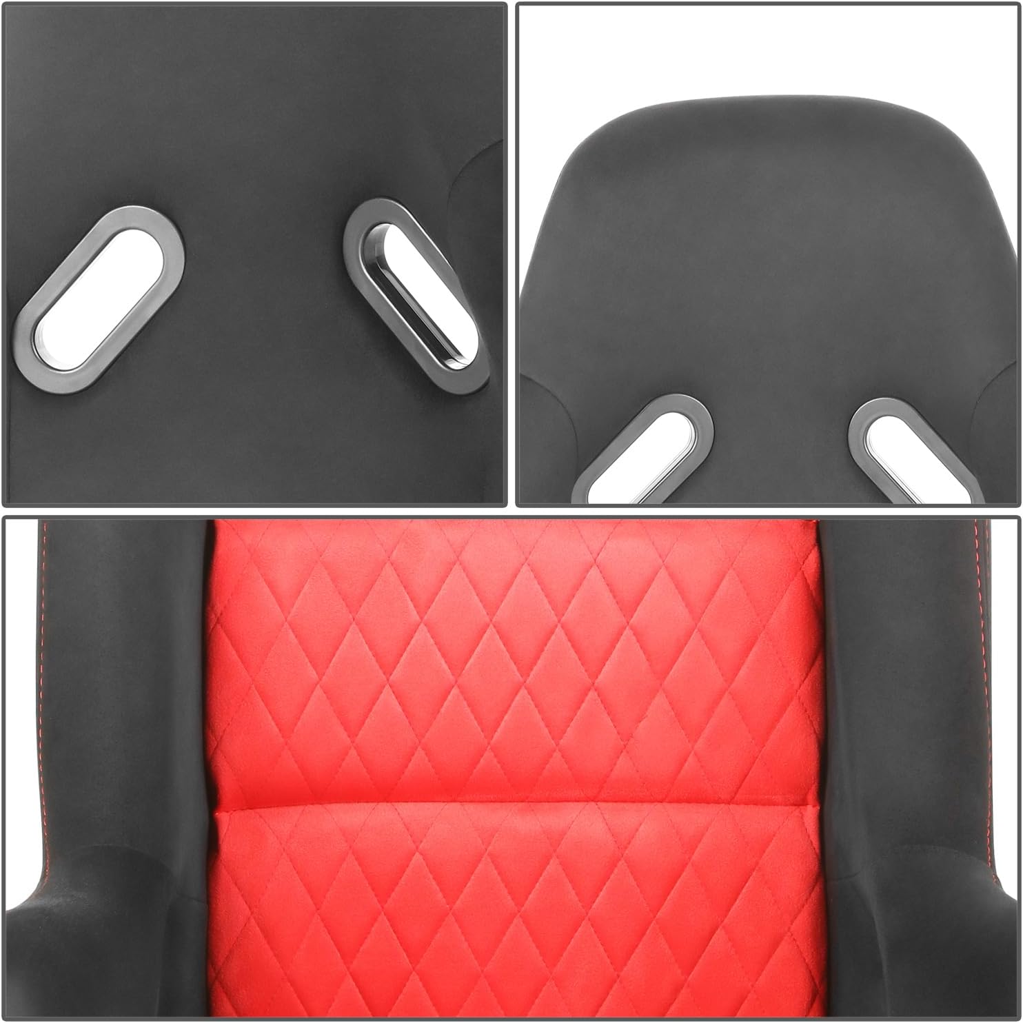 DNA MOTORING Pair of Universal Fixed Position Bracket Racing Seats with Sliders, 37" H X 23-1/4" D X 22-7/8" W, Red, RS-JBR-010-RD-RD