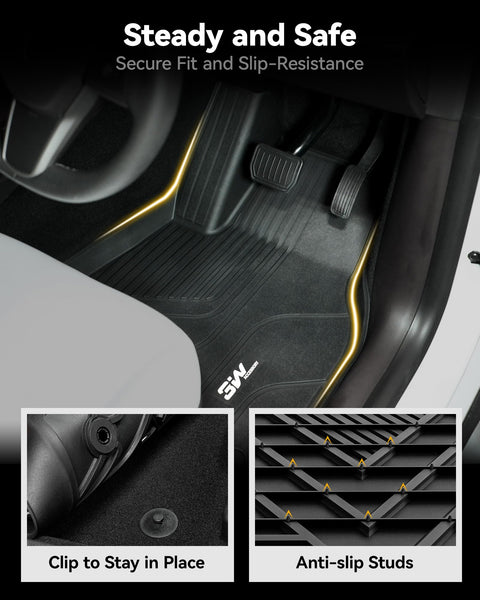 3W 9 Piece Set Floor Mats & Boot Liner & Seat Back Cover Fit for Tesla Model Y 2021-2024, All Weather Dog Friendly TPE Car Mats Anti-slip Heavy Duty Tesla Accessories (Not for Model Y Juniper)