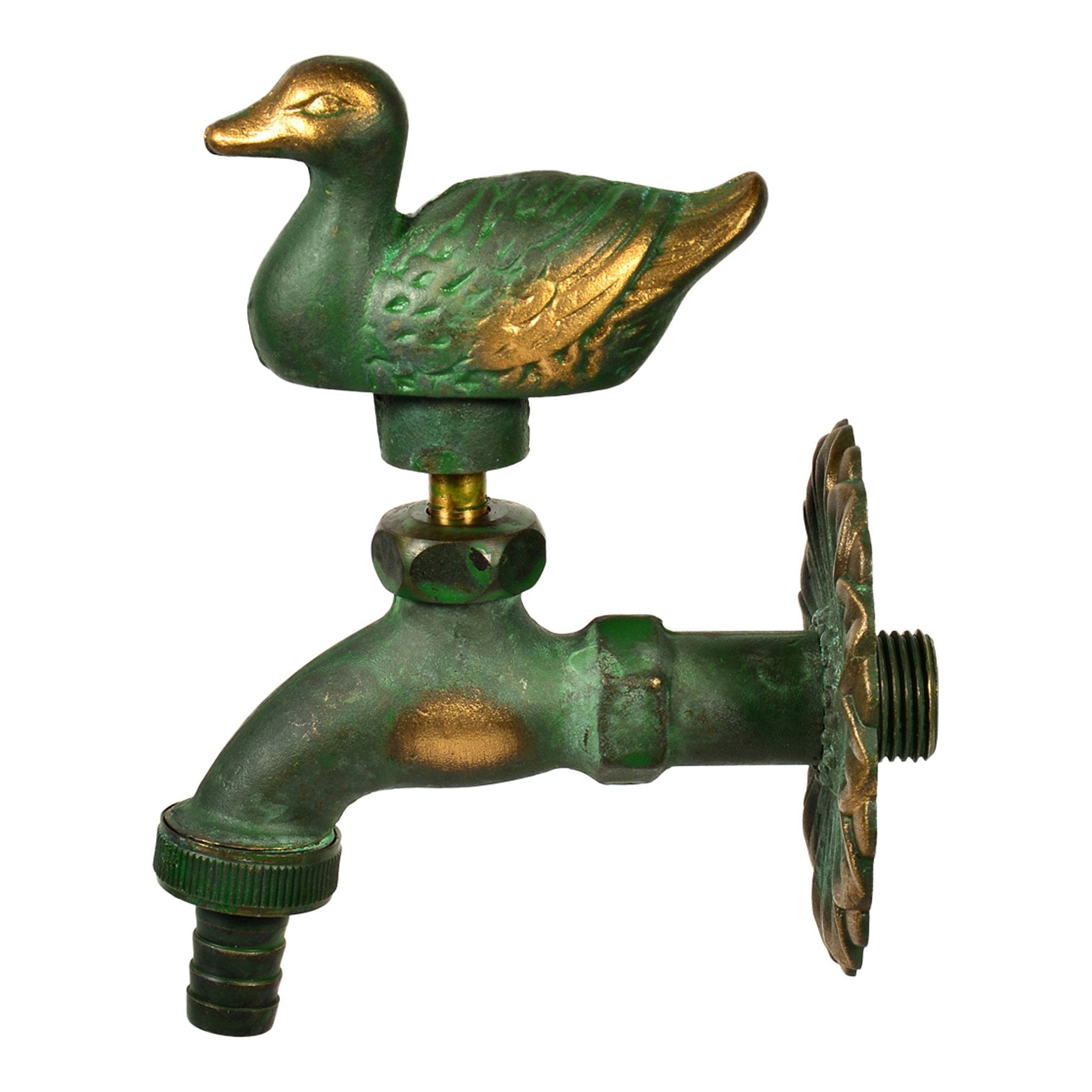 Variosan Retro Garden Tap, 1/2-Inch, Patinated Brass, Large Gap Between Tap and Wall, Solid Wall Rosette