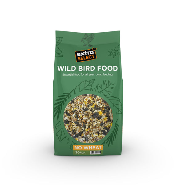 Extra Select No Wheat Wild Bird Food: Wheat Free Bird Seed for All Seasons, mixed Bird Feed - 20kg (Packing May Vary)