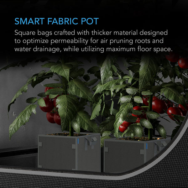 AC Infinity Square Heavy Duty Fabric Pots, 7 Gallon Aeration Reusable Grow Bags 5-Pack with 500G Thick Nonwoven Fabric and Plant Stake Loops, for