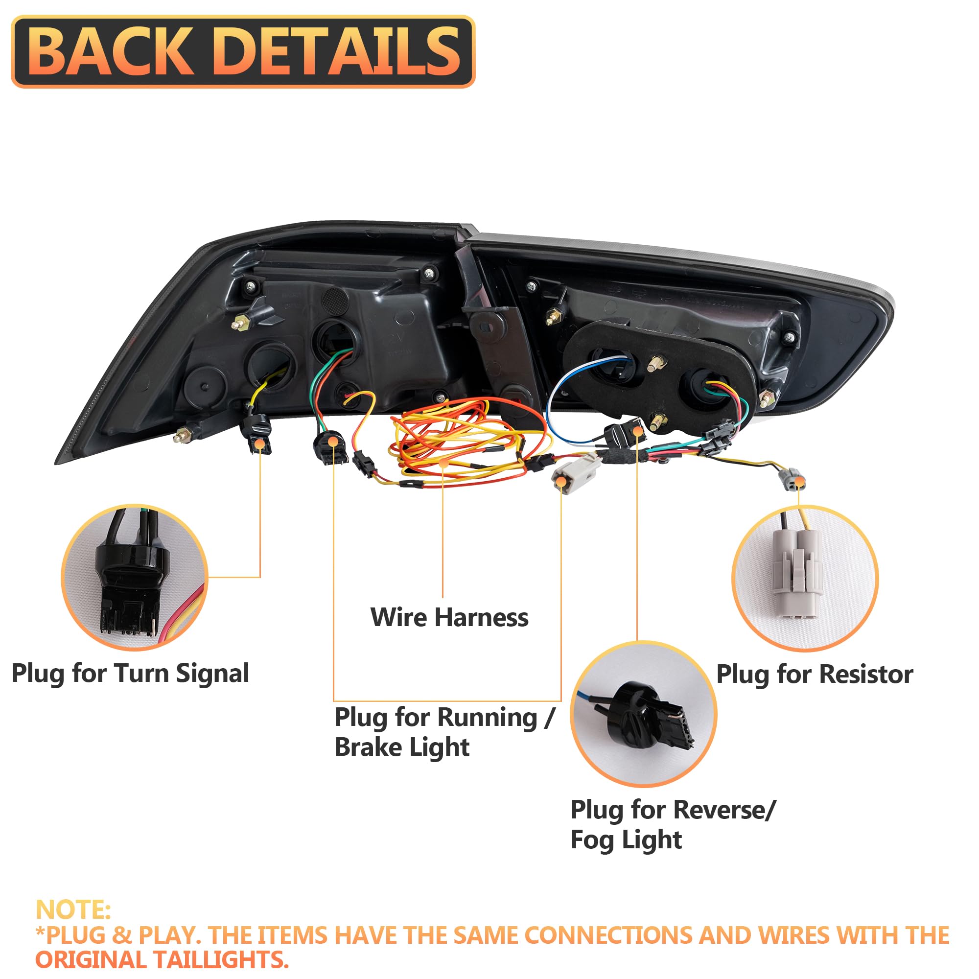 VLAND LED Rear Lights compatible with Lancer & EVO X 2008-2020 (Not Fit fortis/io), w/Sequential indicator, Driver & Passenger Side (Smoked dynamic 2)
