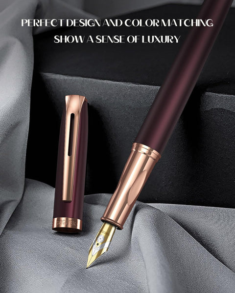 BOCIYER samurai Fountain Pen Set,Hand Polished Medium Titanium Tip,Calligraphy Nib(Bent Nib),Includes 8 Ink Cartridges,Ink Refill Converter*2 And Gift Box,Best Pen Gift Set for Men & Women(Black)