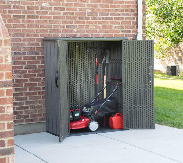 Lifetime 60209 Vertical Storage Shed (53 Cubic feet), Roof Brown, 74 x 142 x 174 cm