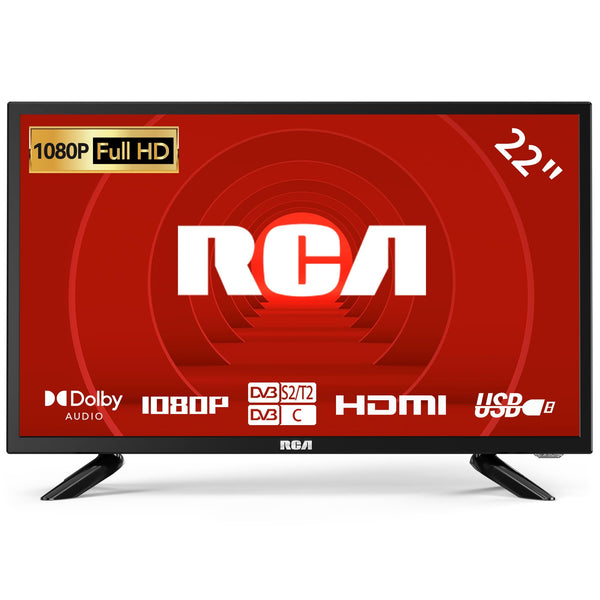 RCA RB24H2CU 24" inchFreeview HD TV DVB-T2/C/S2 Dolby Digital Audio, LED Backlighting Display, HDMI VGA PC SCART USB Travel Small TV for Motorhome and Campervan,Caravans,12 Volt