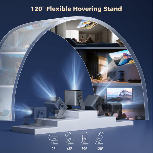 【Netflix Officially & Dolby Audio】Smart 4K Projector, Auto Focus & Keystone, AMEELA 30000 Lumens 1080P Portable Movie Projector with WiFi and Bluetooth, 100,000+ Apps for Indoor/Outdoor