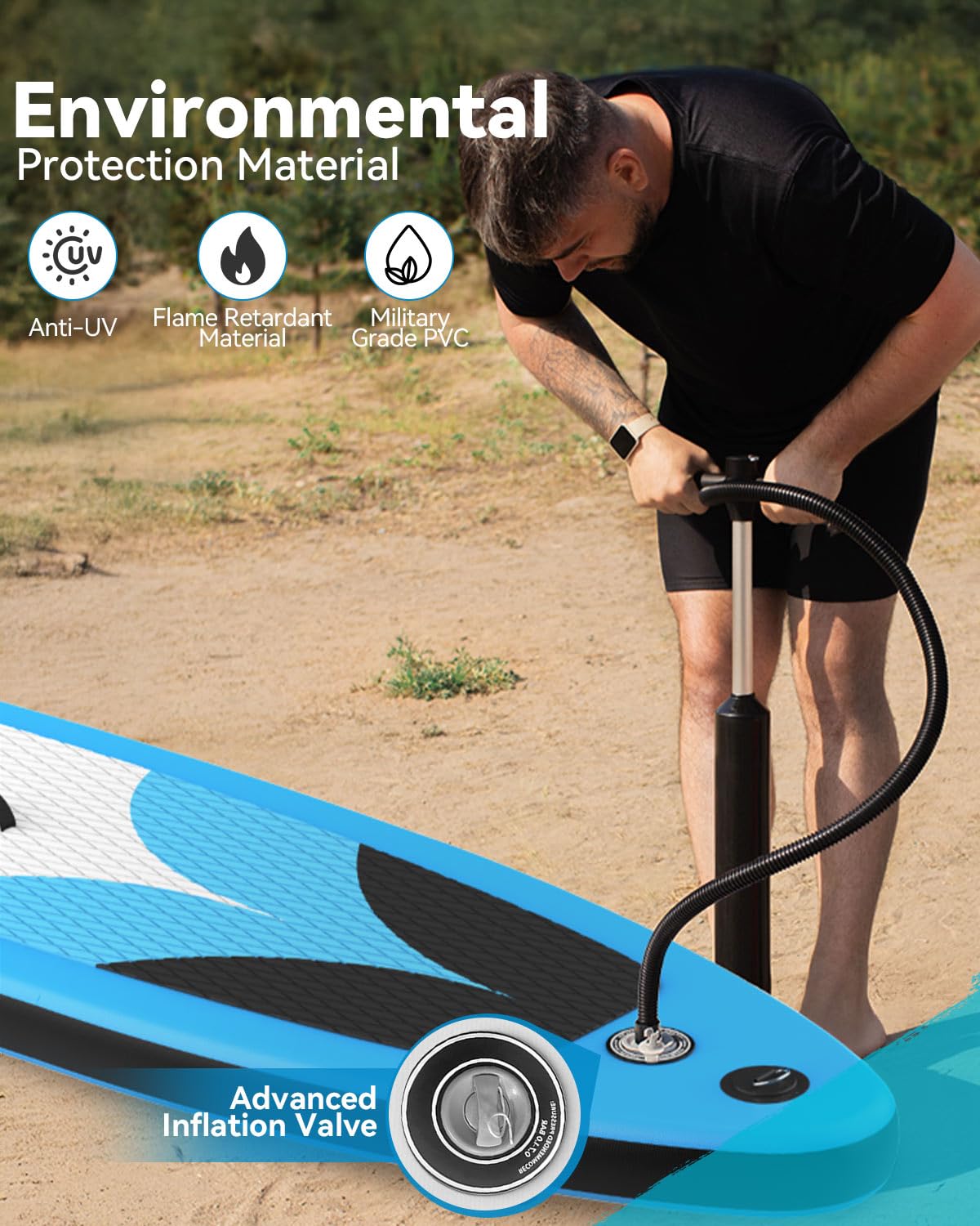 Inflatable Stand Up Paddle Board 10'5''×30''×6'', SUP Inflatable Paddle Boards Ultra Light Surfing Board Kit for Adults, Set with Adjustable Paddle Hand Pump Fin Backpack Phone Case Repair Kit