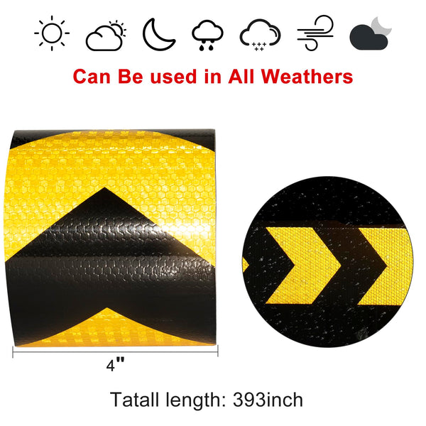 XFXIA Reflective Tape - Yellow & Black, 10cm x 20m, Waterproof, Self-Adhesive Warning Tape for Vehicles, Cars, Trailers, Outdoors