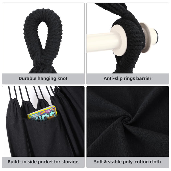 Ohuhu Hanging Chair Swing Chair with Hanging Kit, Extra Comfortable XL Portable Hammock Chair with 2 Cushions Metal Support Bar Side Pocket for Indoor