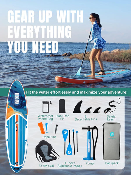 Niphean Inflatable Paddle Boards for Adults with All Accessories, 320cm Stand Up Paddle Board for All Skill Levels, SUP with 200kg Weight Capacity for 2 People, Inflatable Paddleboard with Seat