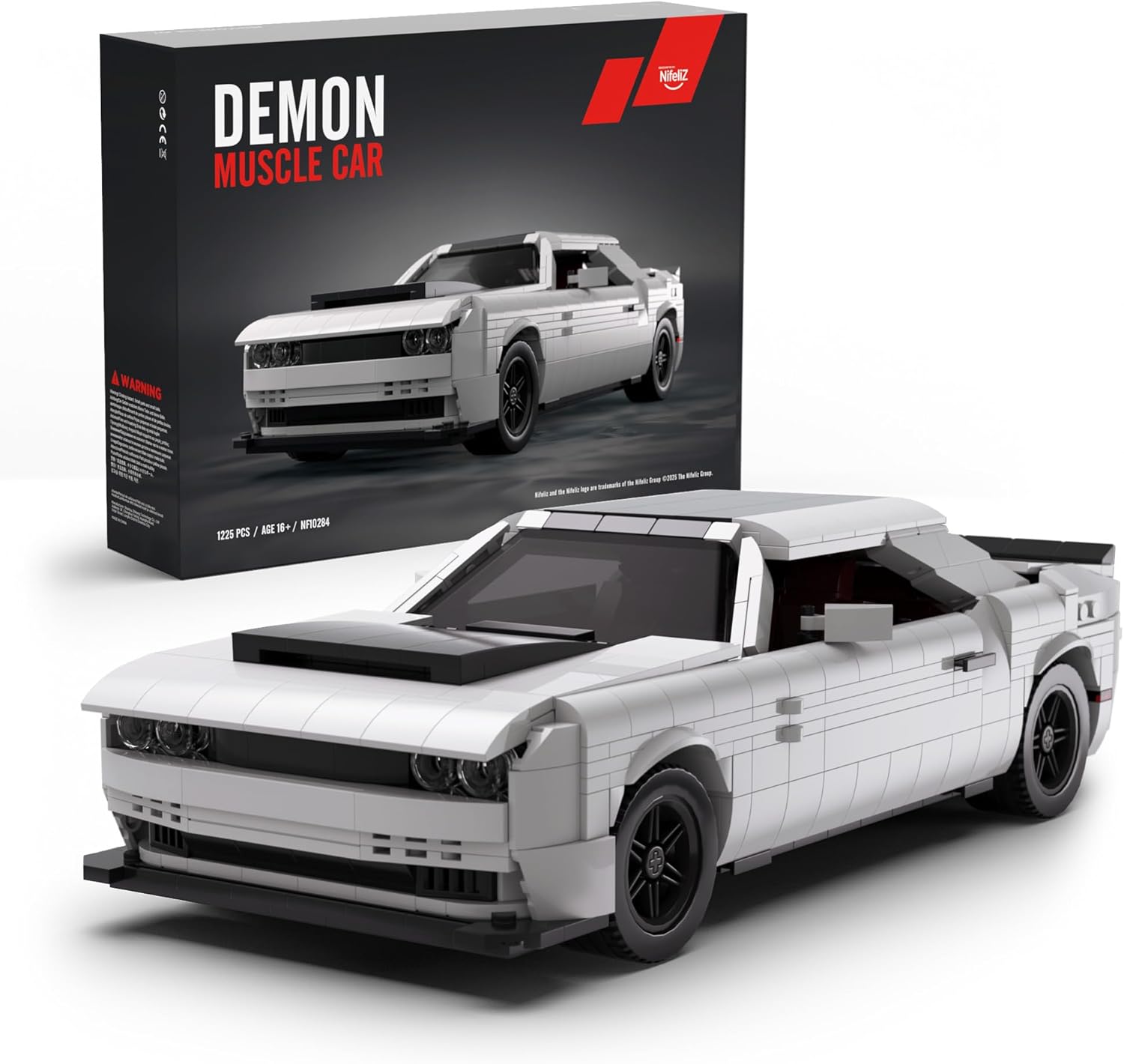 Nifeliz DEMON Muscle Car Building Set, Iconic Car Model to Build for Adults, Collectible Car Set for Gift-Giving for Muscle Car Fans (1225 PCS, NF10284)