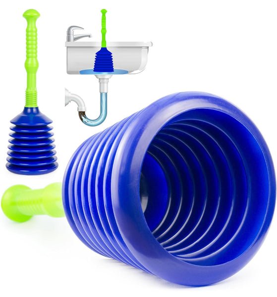 Luigi's Sink Plunger - Drain Plunger Sink Unblocker - Plungers for Unblocking - Drain Plungers for Bathroom Kitchen Bath Shower - Unblock Pump with Accordion Bellows