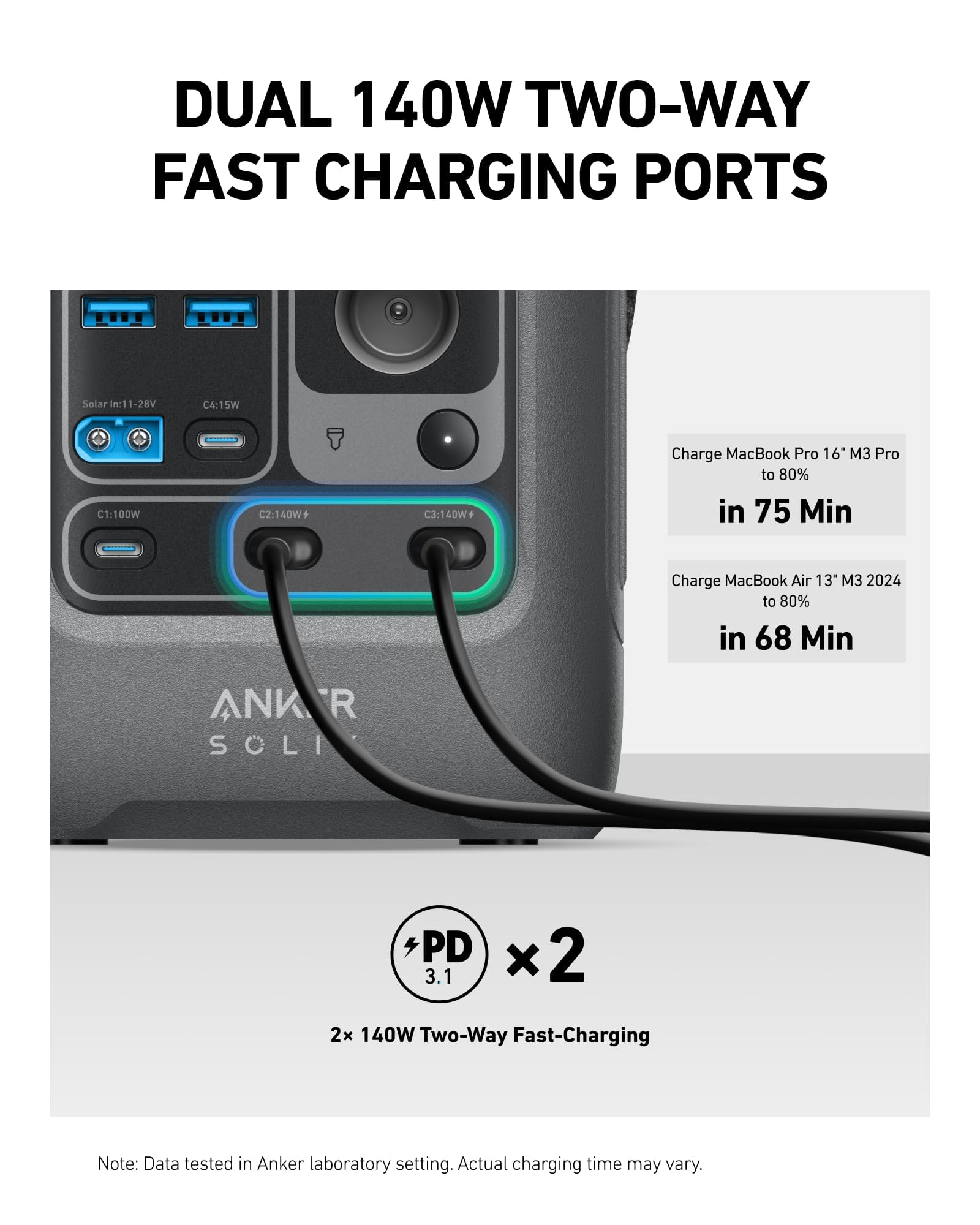 Anker SOLIX C300 Portable Power Station, Outdoor 288Wh LiFePO4 Battery, 300W (600W Surge) Solar Generator, 140W Two-Way Fast Charging, For Camping, Traveling, and Emergencies