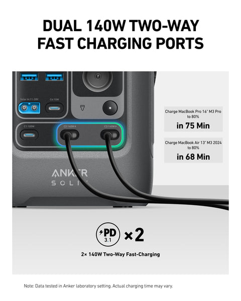 Anker SOLIX C300 Portable Power Station, Outdoor 288Wh LiFePO4 Battery, 300W (600W Surge) Solar Generator, 140W Two-Way Fast Charging, For Camping, Traveling, and Emergencies