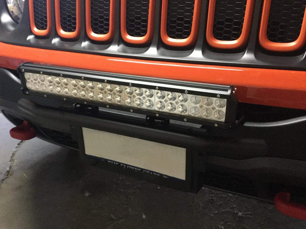 Willpower 126W 20 Inch LED Light Bar + 23 Inch License Plate Holder Universal Aluminum + Wiring Harness Kit Mount Bull Bar Front Bumper Number Plate Frame for Off Road Work Light